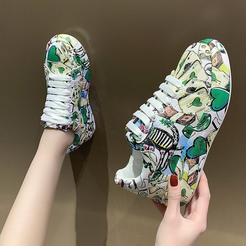 WOMEN'S COLORFUL GRAFFITI SNEAKERS.