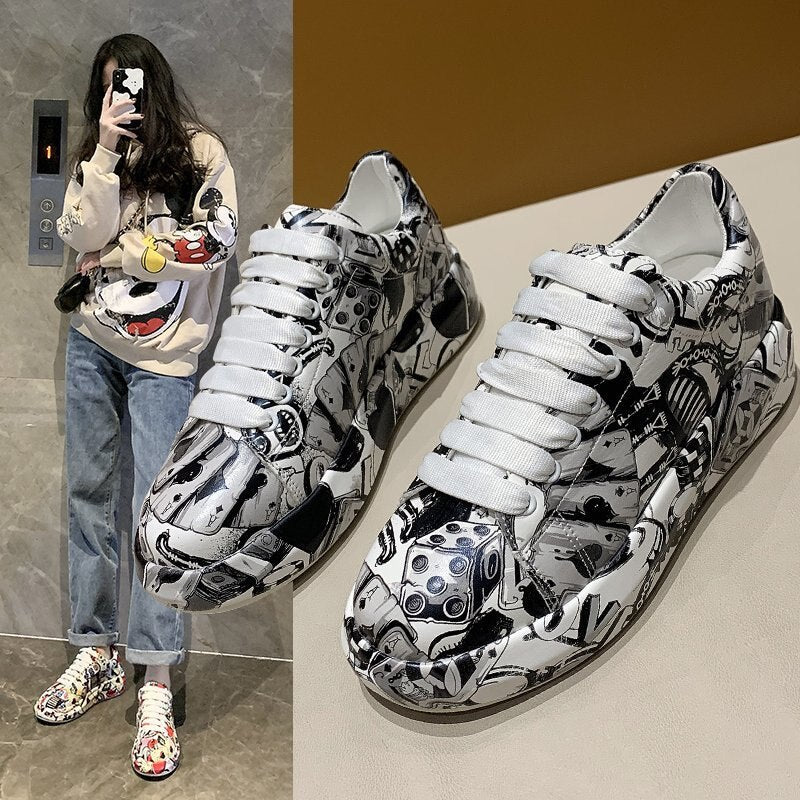 WOMEN'S COLORFUL GRAFFITI SNEAKERS.